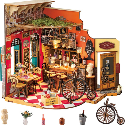 Rolife DIY Miniature House Kit Cheers Bar Model Kits for Adults to Build Miniature Dollhouse Home Decoration Birthday Gift
