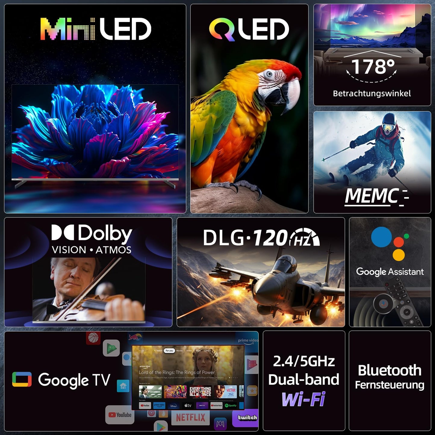 CHIQ L40FT 40 Zoll, Full HD, (100 cm) Smart Fernseher, HDR10, Dolby Audio & DBX-tv, Triple Tuner DVB-C/T2/S2, Integrierter Chromecast, Metall Randlos Design