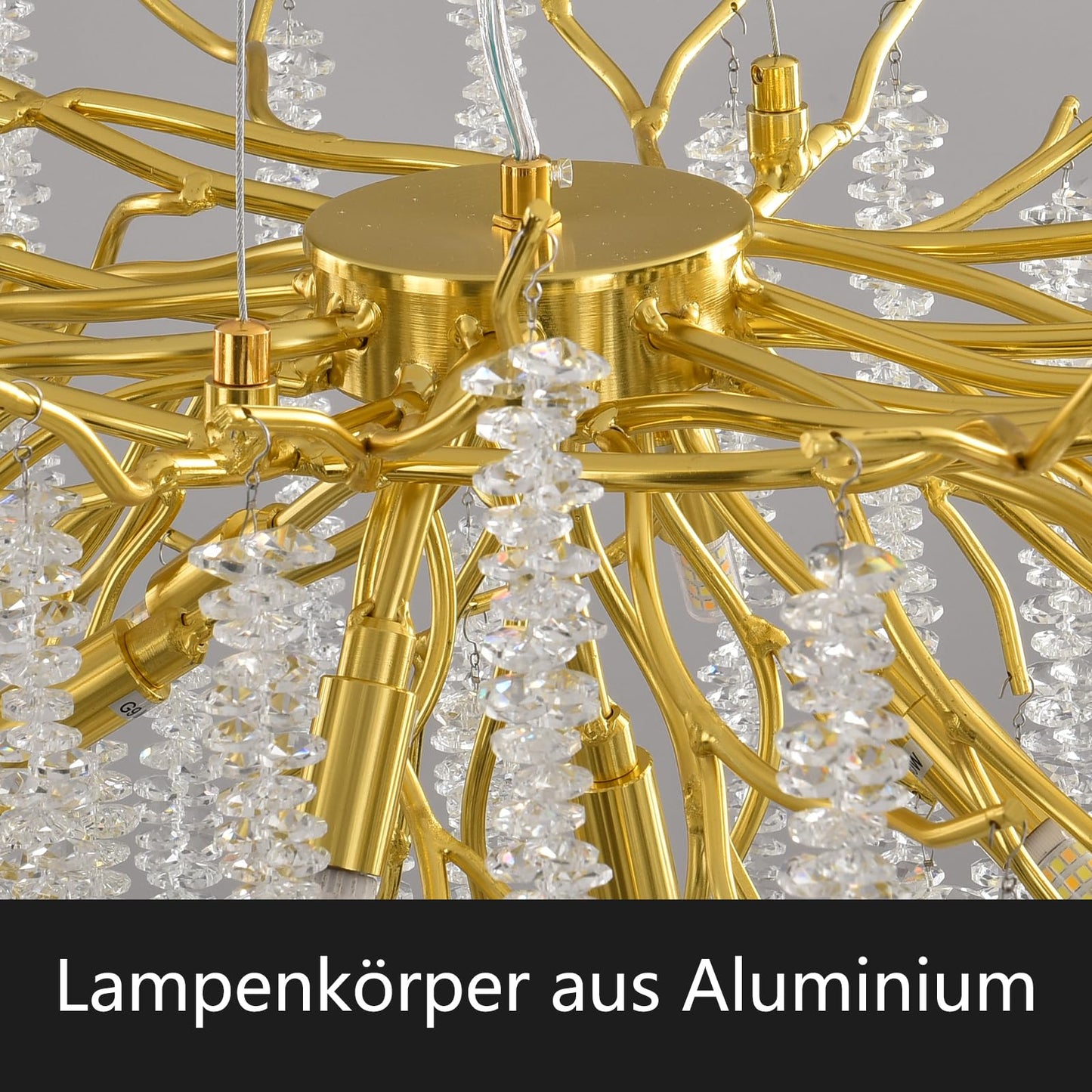 AHXIAOZN Modern Kronleuchter Kristall Leuchte,Luxus Kristall Pendelleuchte,Dimmbar Rund Kristall Hängeleuchte,für Esszimmer, Küche, Wohnzimmer, Schlafzimmer, Flur, Café,Bar(Gold,60cm)