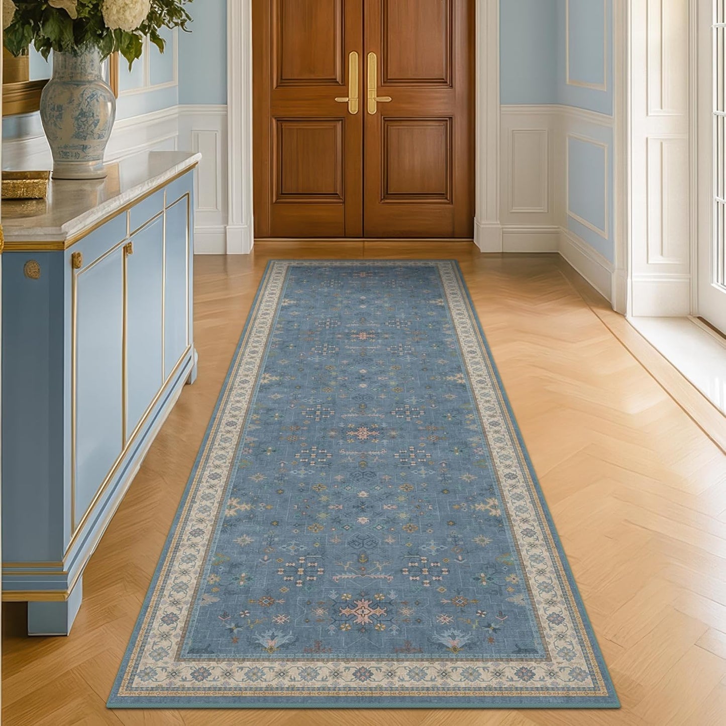 Black Washable Entry Rug, 2x3 Small Rugs for Entryway Kitchen Bathroom Door Mat Indoor Entrance, Non Slip Rubber Backing, Stain & Fade Resistant, Ashen Charcoal Floral Farmhouse Decor