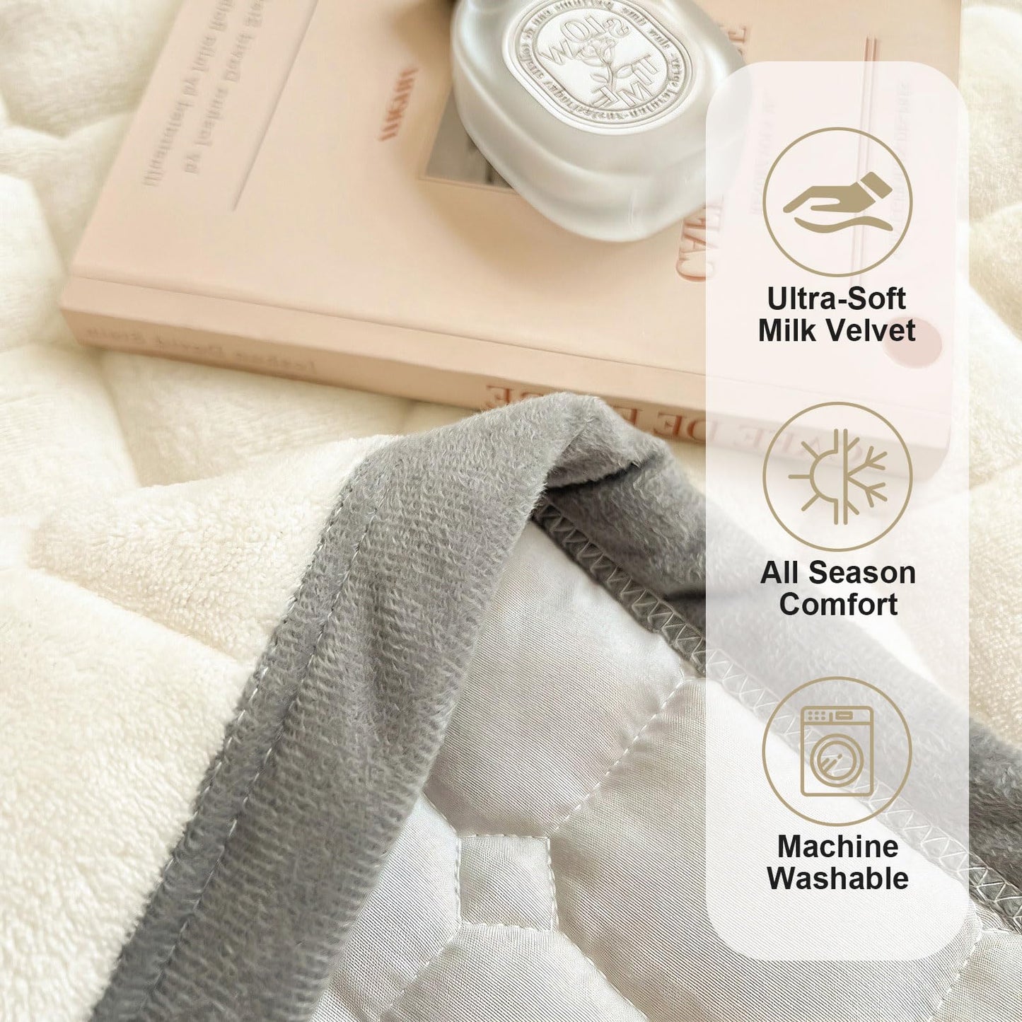 SHANNA Extra Large Duvet: Milk Velvet Soft Double Sided Duvet Ideal as Bedspread 230 x 250 cm with 2 Matching Pillowcases 50 x 70 cm (Beige)