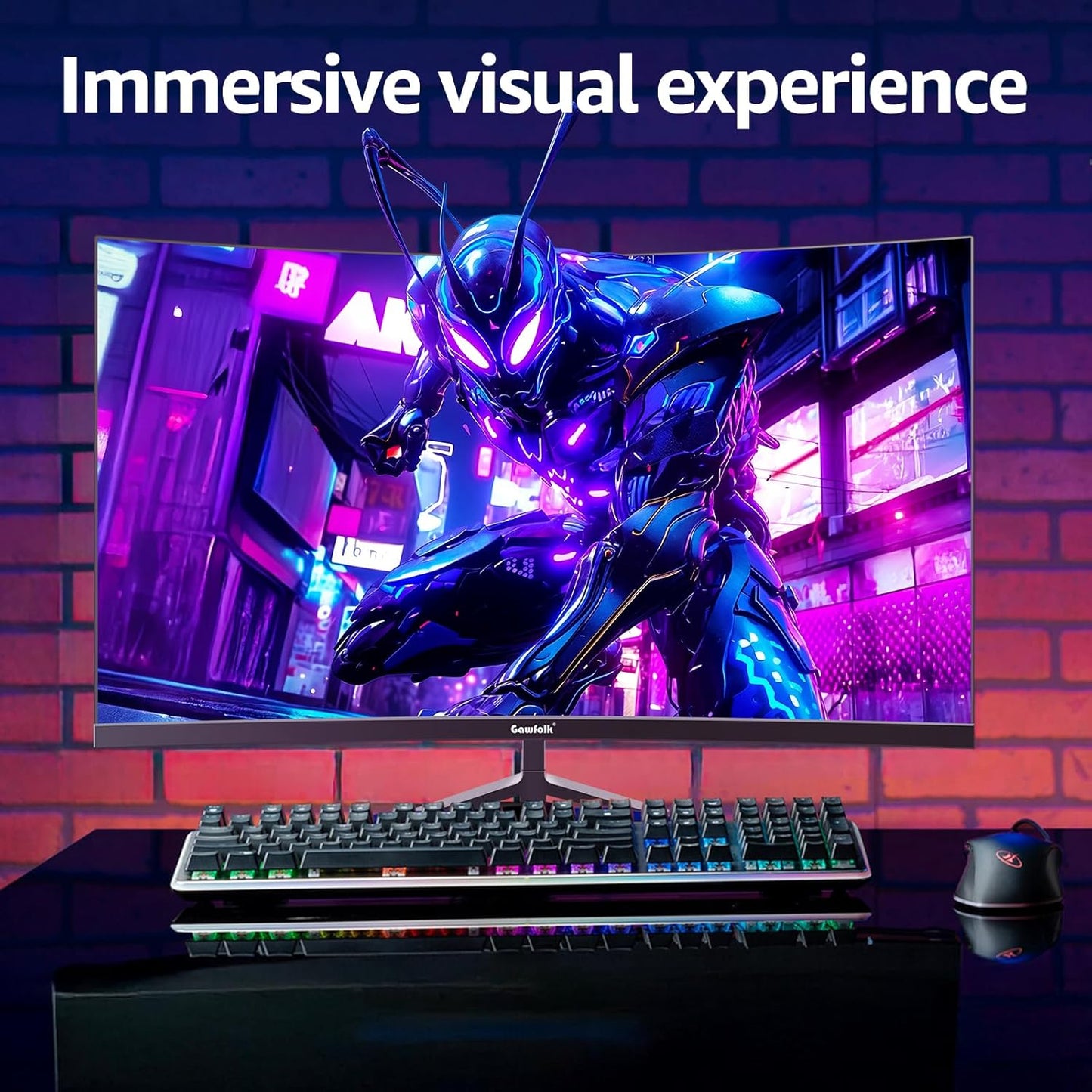 Gawfolk PC Monitor 32 Zoll UHD 4K 60Hz, Ultraklar (3840×2160p) Computer Bildschirm mit FreeSync, HDMI, DisplayPort, 178° Betrachtungswinkel, Unterstützt VESA100*100mm