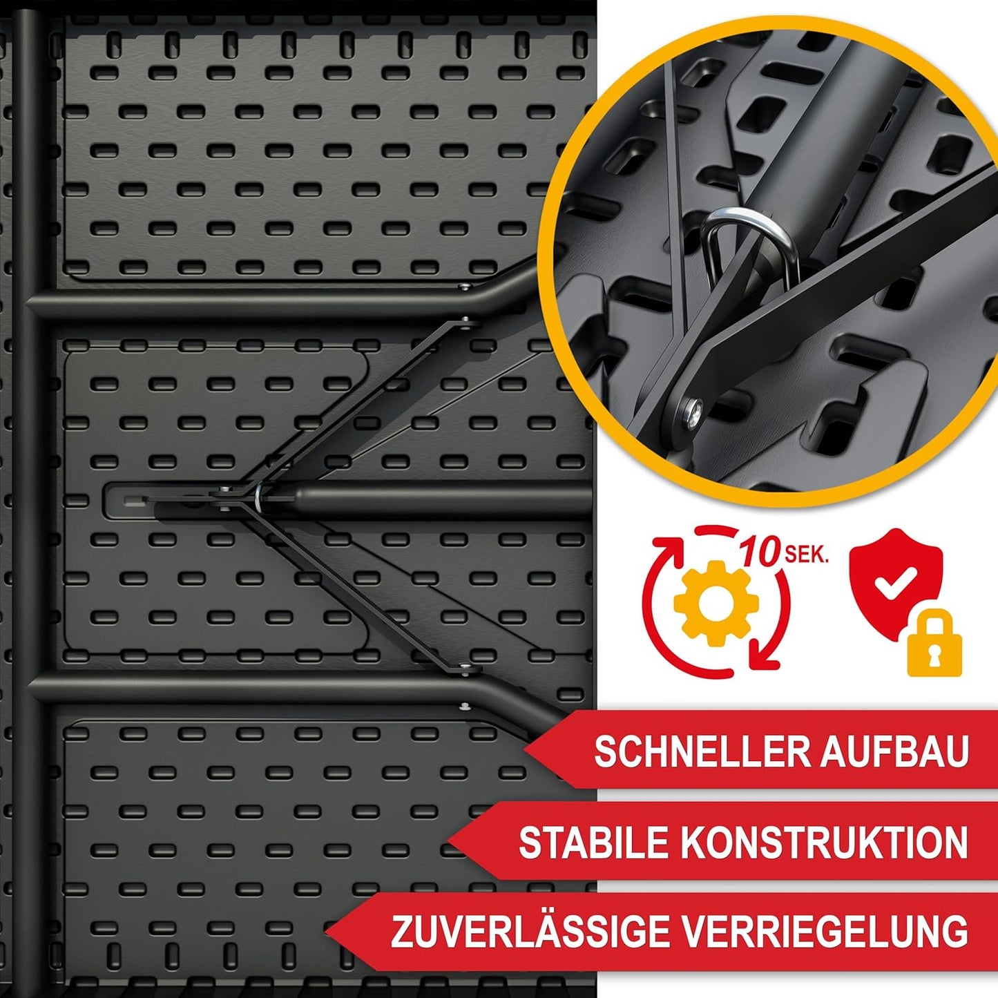 Onbest Bierzeltgarnitur in Holzoptik für 8 Personen – 3 teilig – Tisch mit 2 Bänken im Set – Biertischgarnitur aus robustem Kunststoff – klappbar – Tragegriff – 180 x 74 x 74 cm