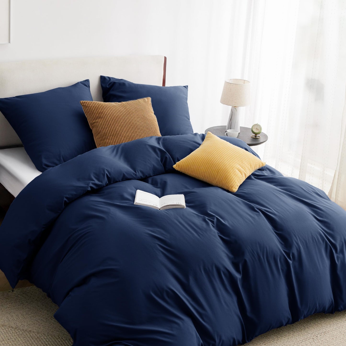 Bedsure Bed Linen 135 x 200 cm, 4-Piece Anthracite Bed Linen, 2 Duvet Covers 135 x 200 cm and 2 Pillowcases 80 x 80 cm, Oeko-Tex Bed Linen Sets, Polyester Microfibre with Zip