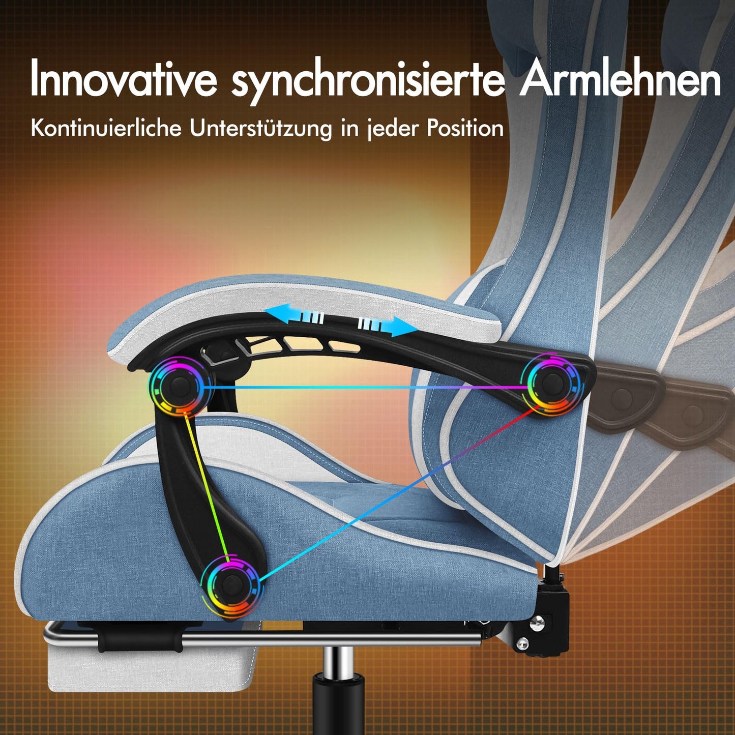 ALFORDSON Gaming-Stuhl mit Massage-Lendenwirbelkissen, ergonomischer Gamer-Racer-Stuhl mit Verstellbarer Rückenlehne, Drehstuhl mit Fußstütze, höhenverstellbar, Schwarz