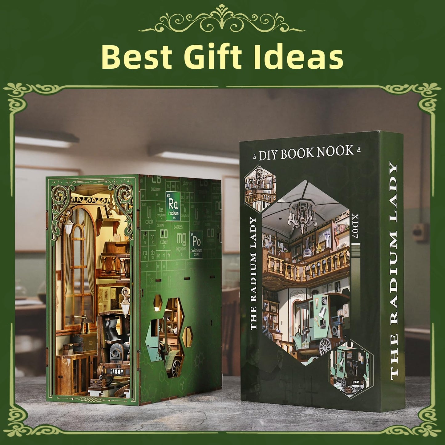 MiniCity Book Nook Kit, DIY Miniature Dollhouse Booknook Kit, 3D Wooden Puzzle Bookend Bookshelf Insert Decor for Teenagers and Adults (Library of Gods Max)