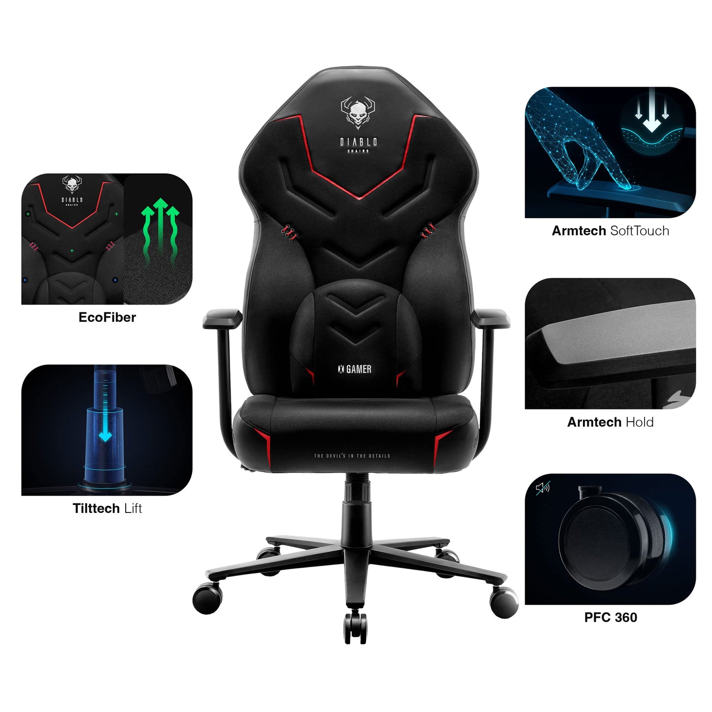 Diablo X-Gamer 2.0 Gaming Chair Office Chair Fabric Cover Ergonomic Design Lumbar Cushion Soft Pad Cushion (Pink-White)