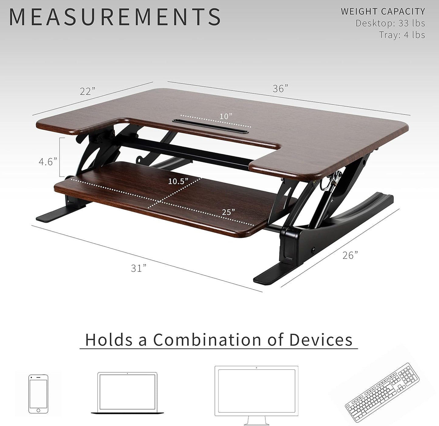VIVO Black Height Adjustable 36 inch Stand up Desk Converter Quick Sit to Stand Tabletop Dual Monitor Riser, DESK-V000V