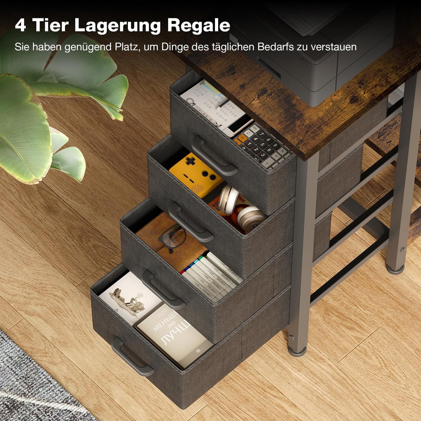 Coleshome Corner Desk, 100 x 70 cm, L Shape Desk with 4 Drawers, Reversible Computer Desk for Office, Study, Bedroom, White