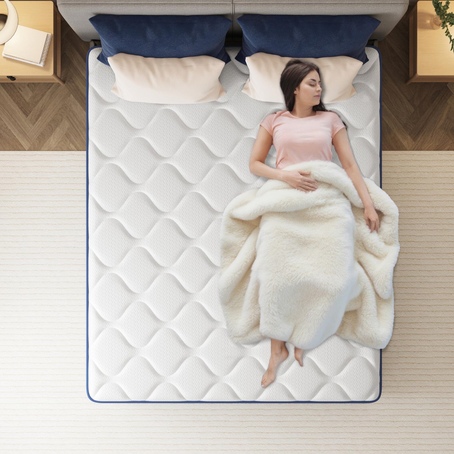 PurrJoys Mattress 140 x 200 x 25 cm - Pocket Spring Core & Memory Foam, Medium Hardness, Breathable, Movement Insulating, CertiPUR-US & Oeko-Tex, No Fibreglass