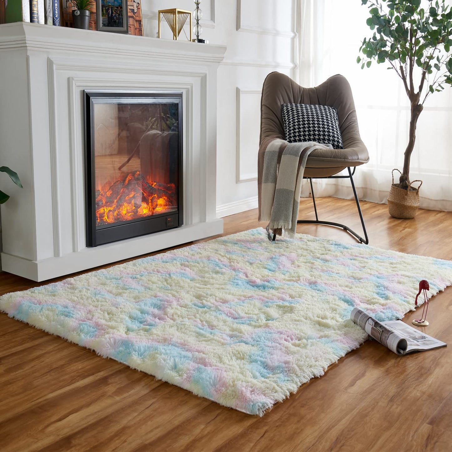 Obundi Pink Rug, Fluffy Living Room, Rugs, Teenager's Room, Girls, Soft Non-Slip Bedroom Carpet, Office, Small Rug (Pink, 60 x 120 cm)