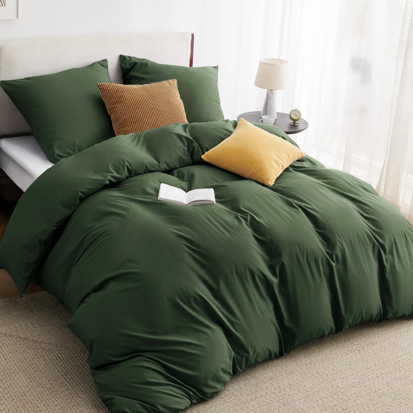 Bedsure Bed Linen 135 x 200 cm, 4-Piece Anthracite Bed Linen, 2 Duvet Covers 135 x 200 cm and 2 Pillowcases 80 x 80 cm, Oeko-Tex Bed Linen Sets, Polyester Microfibre with Zip