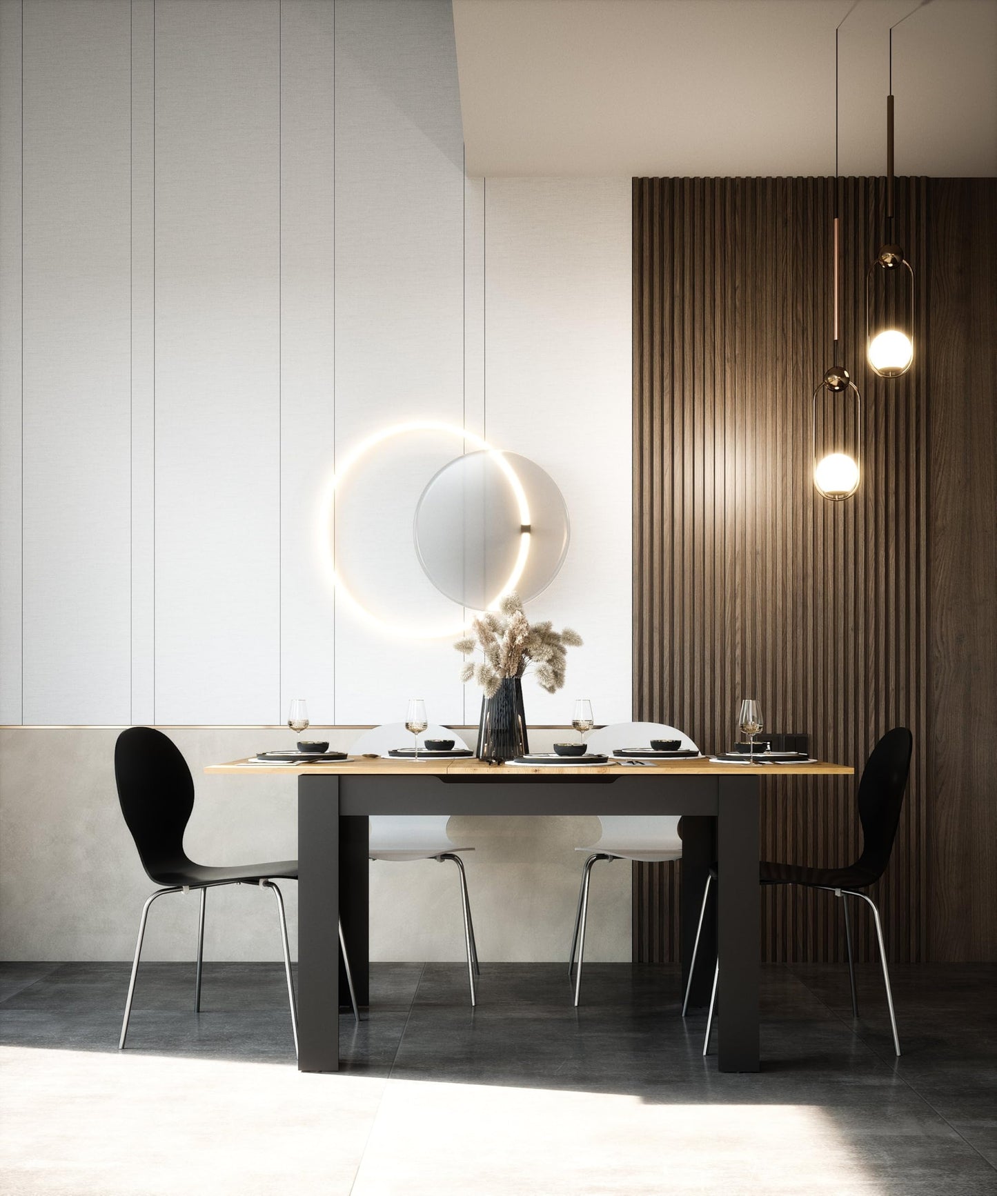 Newfurn Dining Table Wild Oak Dining Room Table Kitchen Table Dining Table II 120 x 76.5 x 70 cm (W x H x D) Extendible up to 160 cm including 40 cm Table Top Anthracite Kitchen Table Dining Table