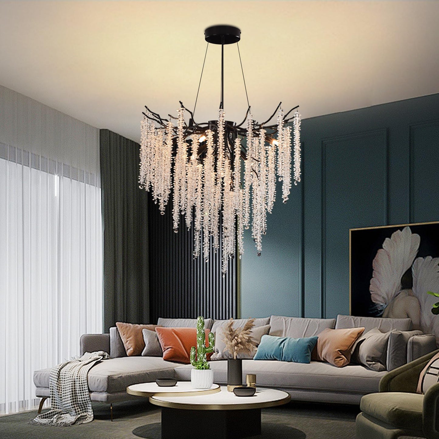 AHXIAOZN Modern Kronleuchter Kristall Leuchte,Luxus Kristall Pendelleuchte,Dimmbar Rund Kristall Hängeleuchte,für Esszimmer, Küche, Wohnzimmer, Schlafzimmer, Flur, Café,Bar(Gold,60cm)