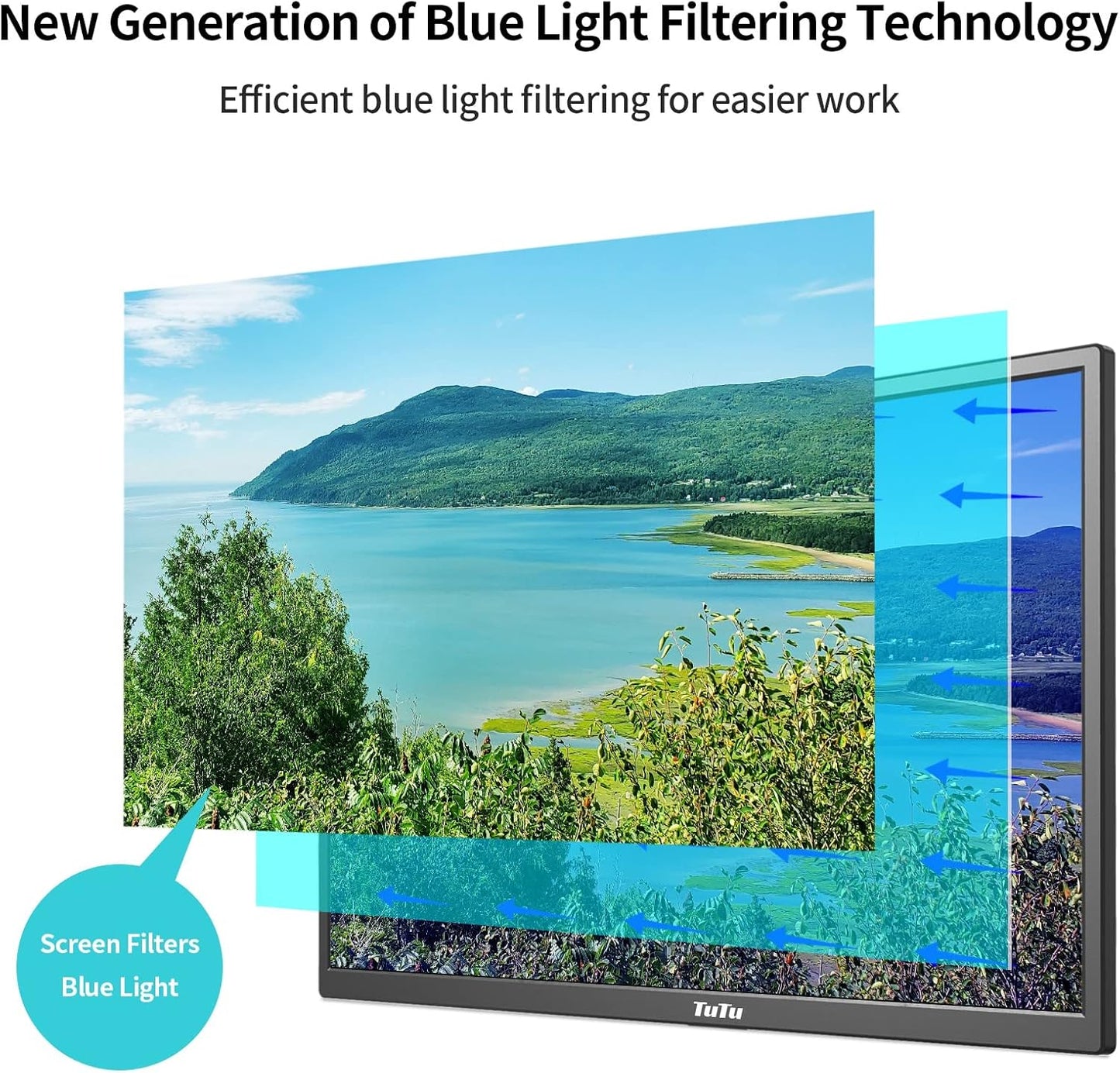 TuTu 24 Zoll Monitor Full HD VA Panel Randlos 75HZ Eye Care (1920 x 1080, VGA HDMI VESA 75 x 75mm) Flimmerfrei Blaulichtfilter Niedriger Stromverbrauch Monitor für PC Büro Schwarz