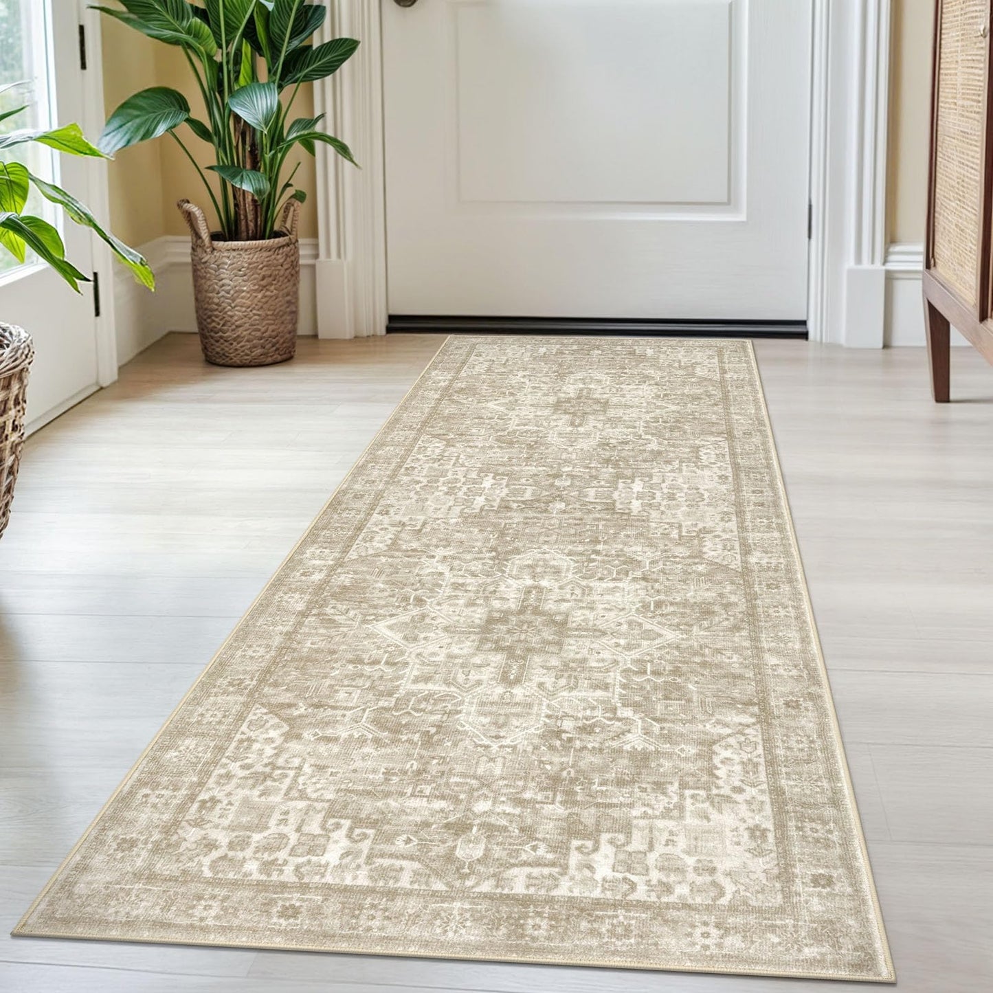 2x3 Blue Washable Rug for Entrance, Soft Traditional Area Rug, Non-Slip Printed Kitchen Rugs, Low-Pile Medallion Indoor Door Mat, Small Farmhouse Carpet for Entryway Kitchen Foyer Bedside