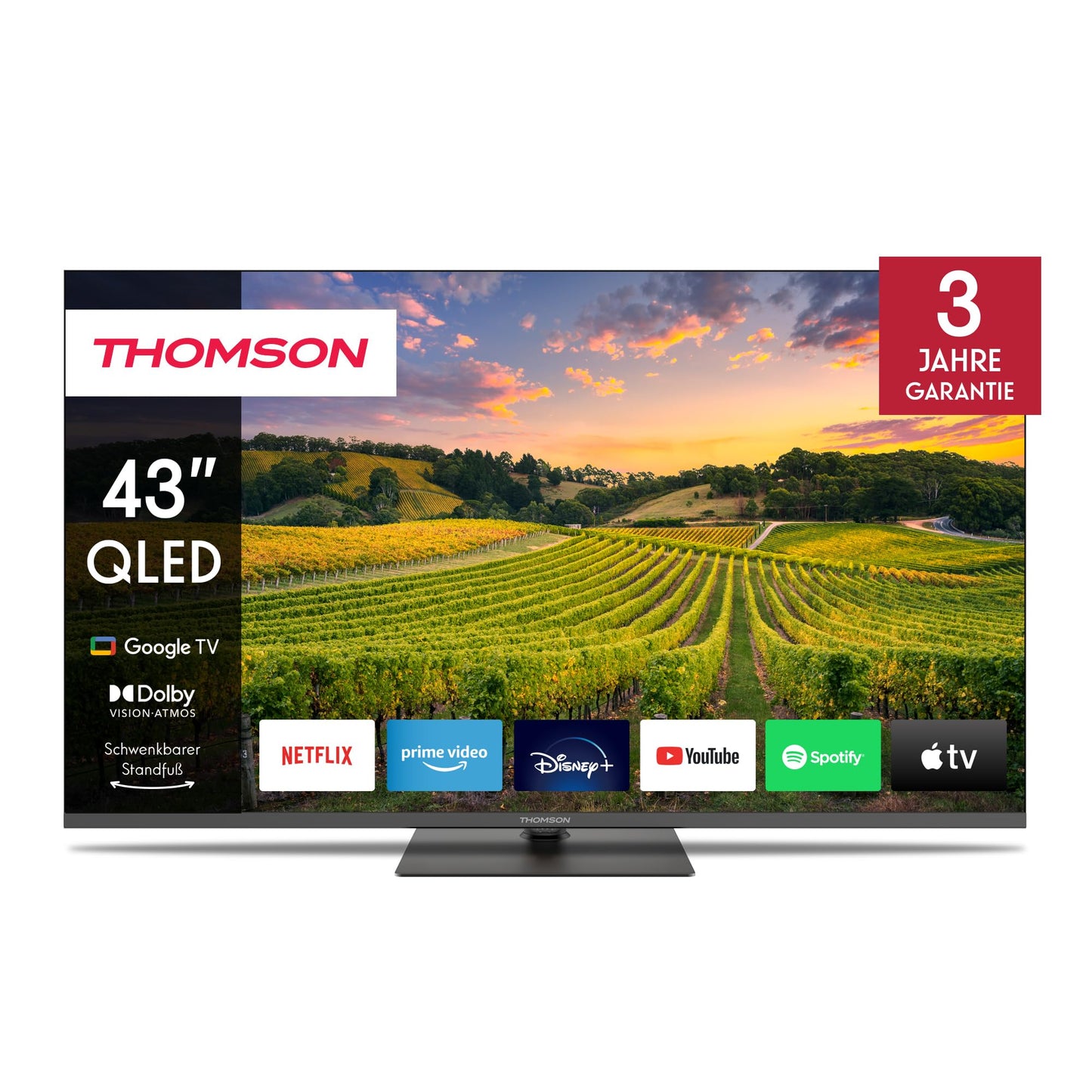 THOMSON 55QG6C14 QLED Plus Google Smart TV, Wi-Fi, Dolby Audio, Built-in Front Speaker, Bluetooth 5.1, Triple Tuner (Cable/Satellite/Antenna), HDMI, CI+, A+ Panel