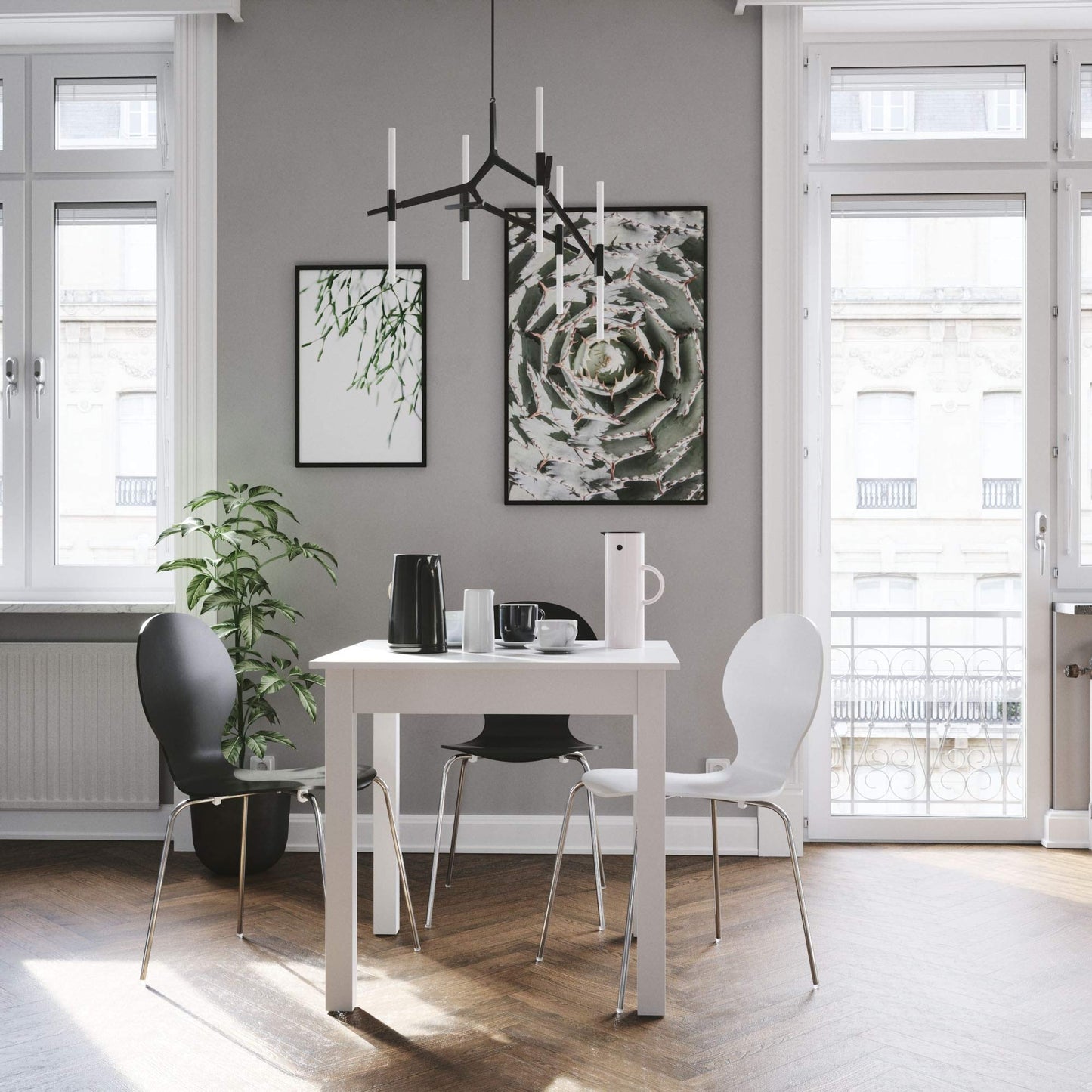Newfurn Dining Table Wild Oak Dining Room Table Kitchen Table Dining Table II 120 x 76.5 x 70 cm (W x H x D) Extendible up to 160 cm including 40 cm Table Top Anthracite Kitchen Table Dining Table