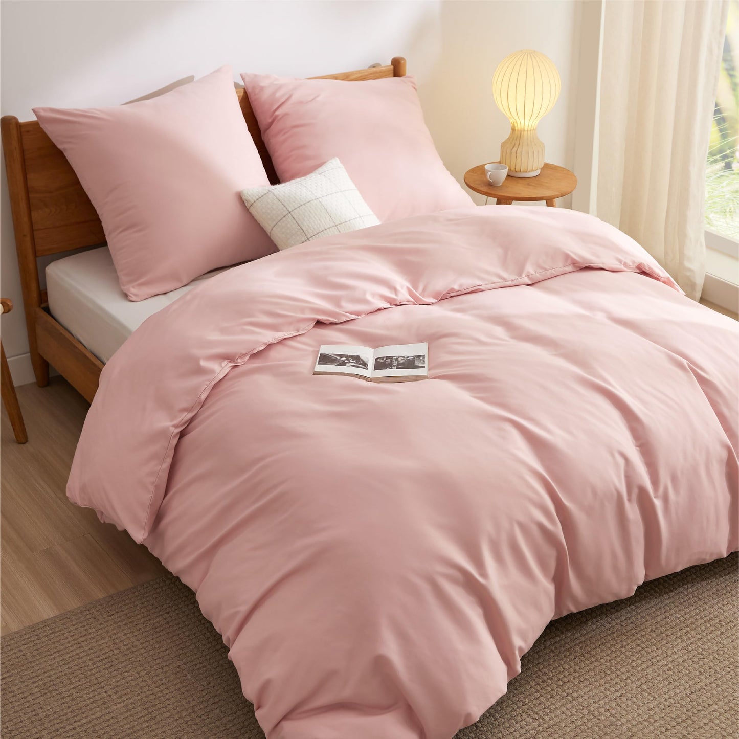 Bedsure Bed Linen 135 x 200 cm, 4-Piece Anthracite Bed Linen, 2 Duvet Covers 135 x 200 cm and 2 Pillowcases 80 x 80 cm, Oeko-Tex Bed Linen Sets, Polyester Microfibre with Zip