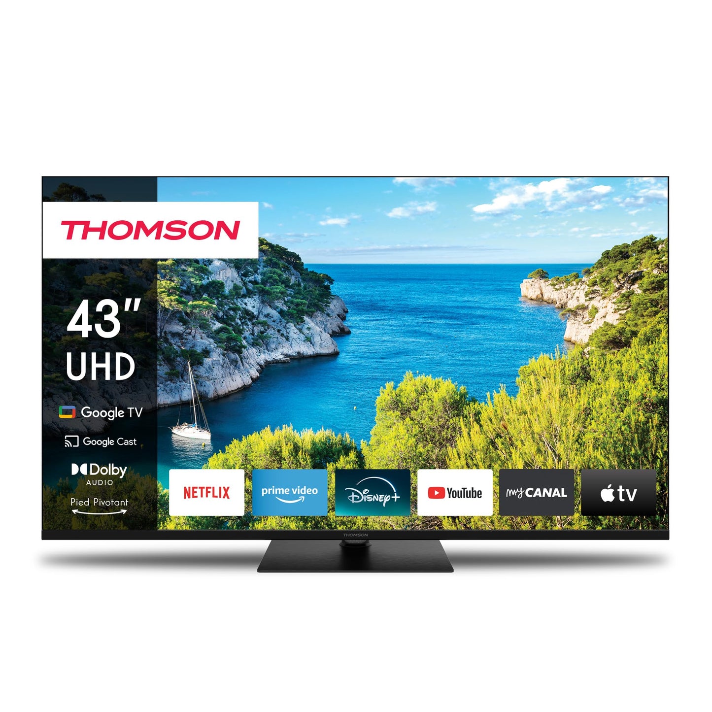 THOMSON 55QG6C14 QLED Plus Google Smart TV, Wi-Fi, Dolby Audio, Built-in Front Speaker, Bluetooth 5.1, Triple Tuner (Cable/Satellite/Antenna), HDMI, CI+, A+ Panel