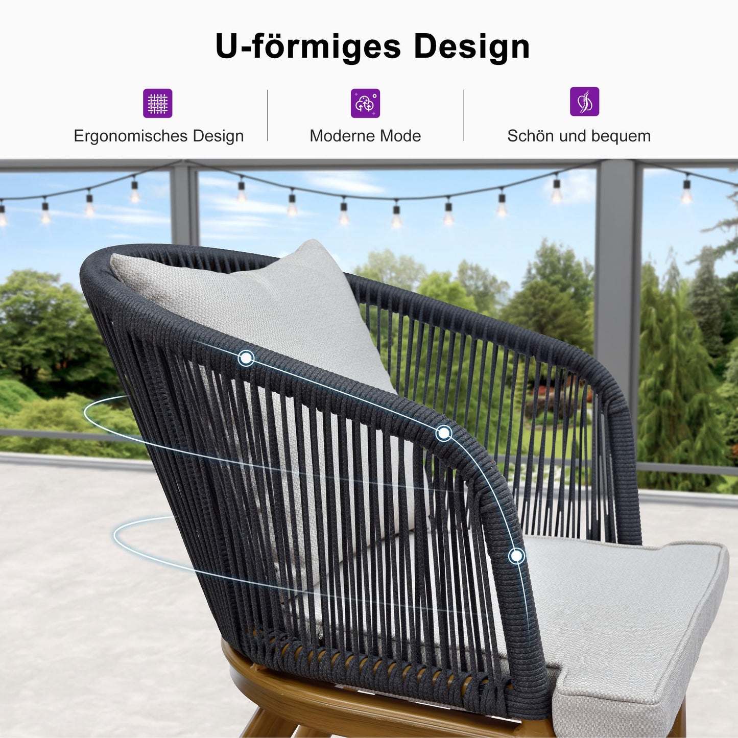 PURPLE LEAF 9-TLG Gartenmöbel Set,Aluminium Terrassenmöbel 8 Gartenstühle mit Tisch Balkonmöbel Essgruppe Gartengarnitur, Grau