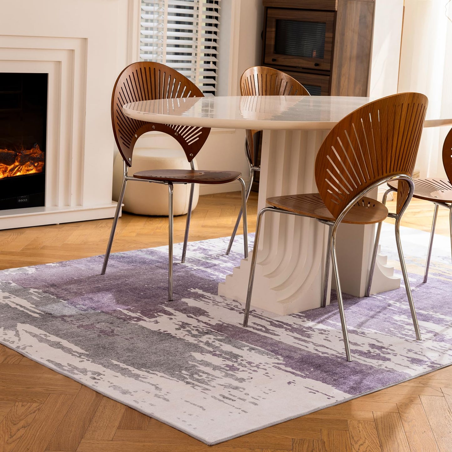 UMINEUX Washable Area Rug 5'x7' Large Modern Abstract Living Room Rug with Anti-Slip Rubber Backing, Ultra Soft Low Pile Rugs Carpet for Dining Room Bedroom Home Office Decor
