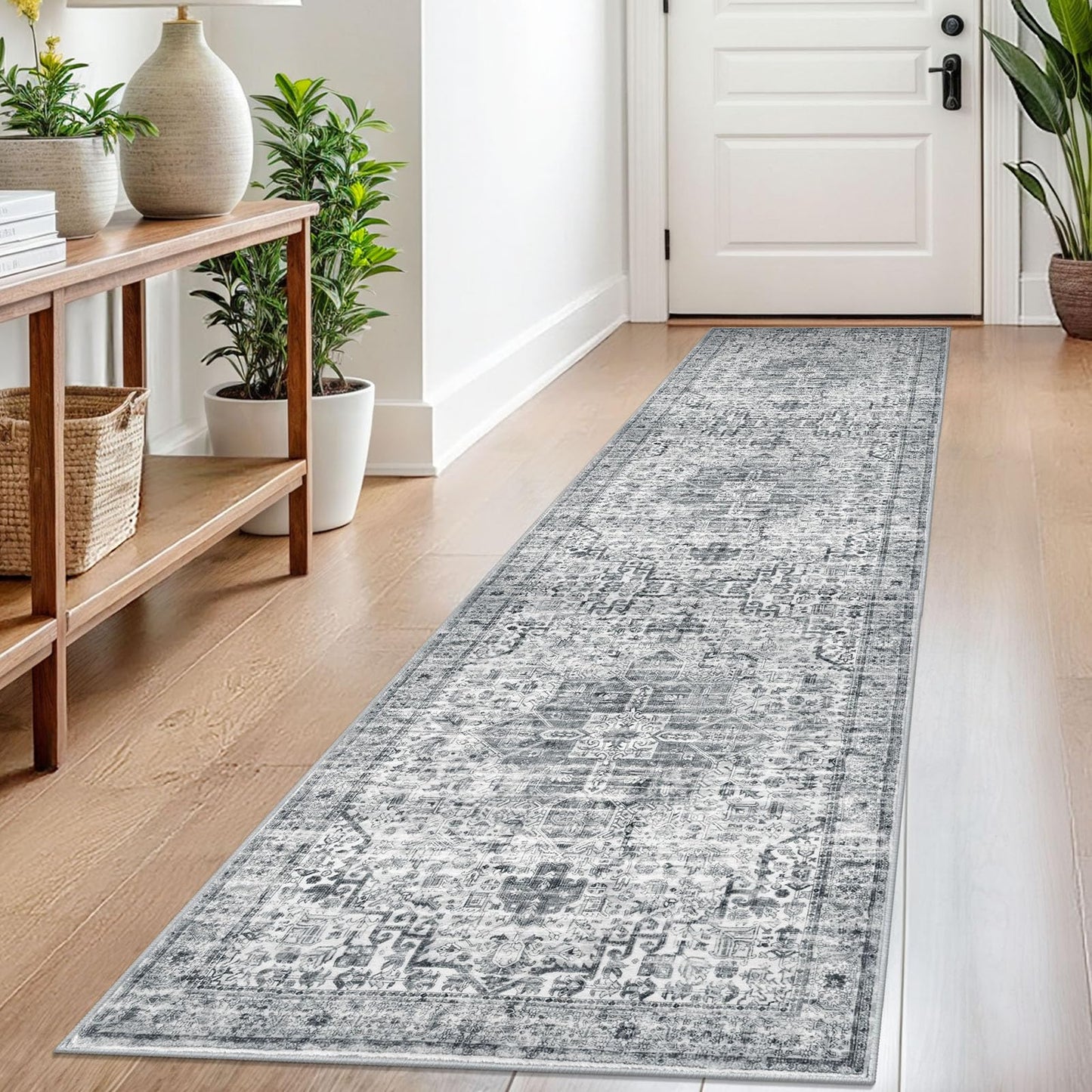 2x3 Blue Washable Rug for Entrance, Soft Traditional Area Rug, Non-Slip Printed Kitchen Rugs, Low-Pile Medallion Indoor Door Mat, Small Farmhouse Carpet for Entryway Kitchen Foyer Bedside