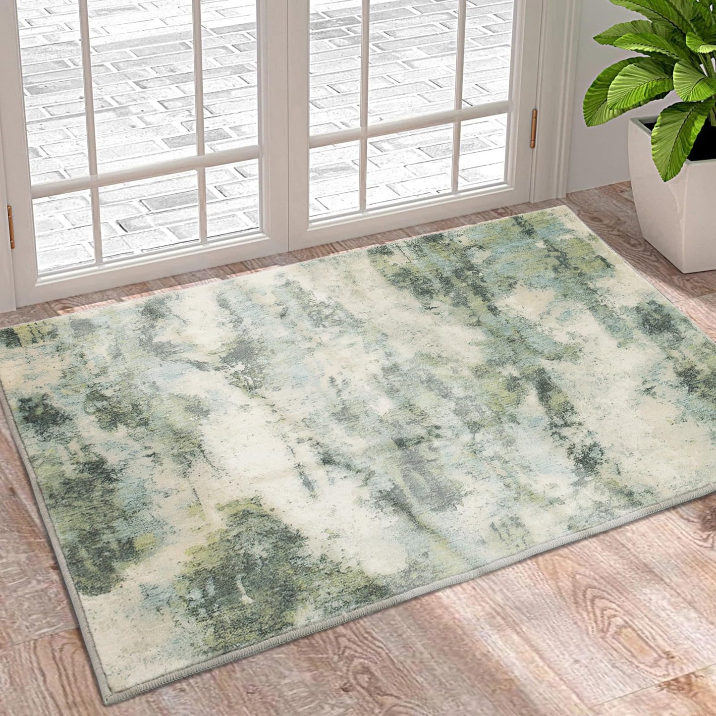 UMINEUX Washable Area Rug 5'x7' Large Modern Abstract Living Room Rug with Anti-Slip Rubber Backing, Ultra Soft Low Pile Rugs Carpet for Dining Room Bedroom Home Office Decor