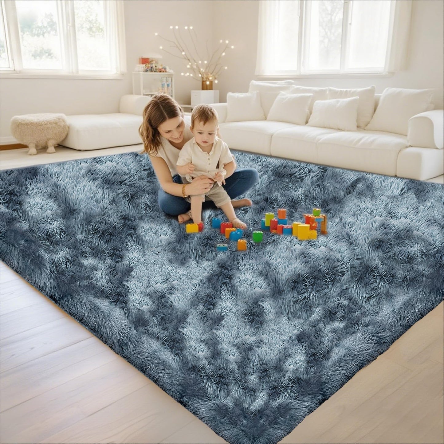 High Pile Living Room Rug, 140 x 200 cm, Cream Fuzzy Shaggy Fluffy Rug for Bedroom Rugs, Modern Plush Living Room Rug, Bed Rug, High-Pile Carpet, Non-Slip for Children's Room