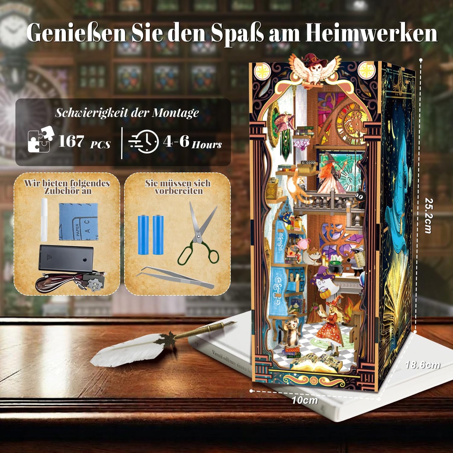 Book Nook Japan, Sakura Straße Booknook Japanischer Kit, 293PCS DIY Miniature House mit Licht, 3D Puzzle für Erwachsene und Heranwachsende, Japanische Deko Holzpuzzle Erwachsene Bücherregaldekoration