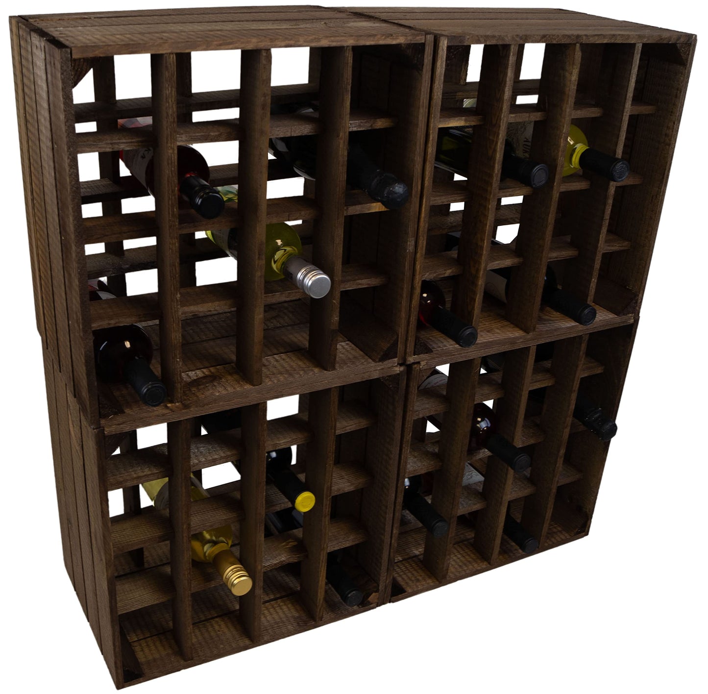 Kistenkolli Altes Land Weinregal 16er weiß/Natur/geflammt Maße 40x40x27cm Regalkiste Flaschenablage Weinregal Apfelkiste/Weinkiste (Weinregal 16er weiß)