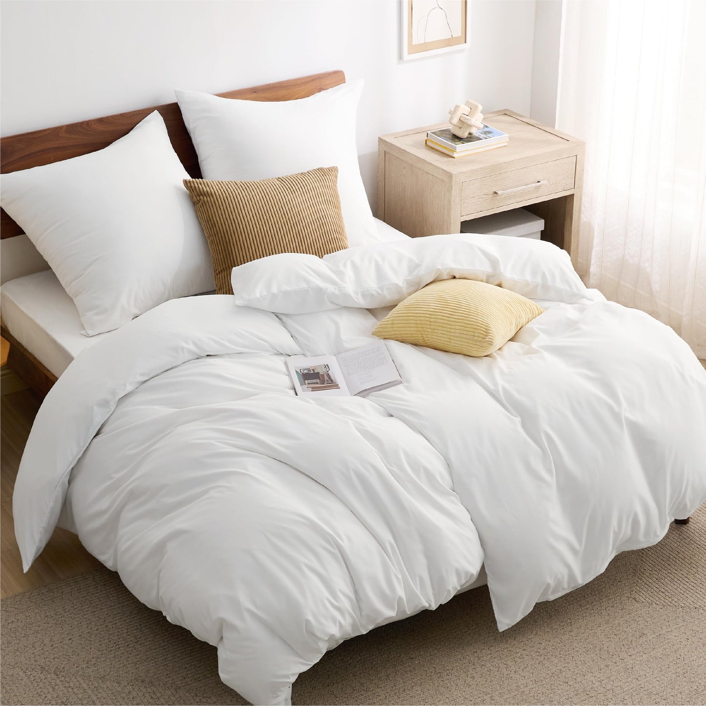 Bedsure Bed Linen 135 x 200 cm, 4-Piece Anthracite Bed Linen, 2 Duvet Covers 135 x 200 cm and 2 Pillowcases 80 x 80 cm, Oeko-Tex Bed Linen Sets, Polyester Microfibre with Zip