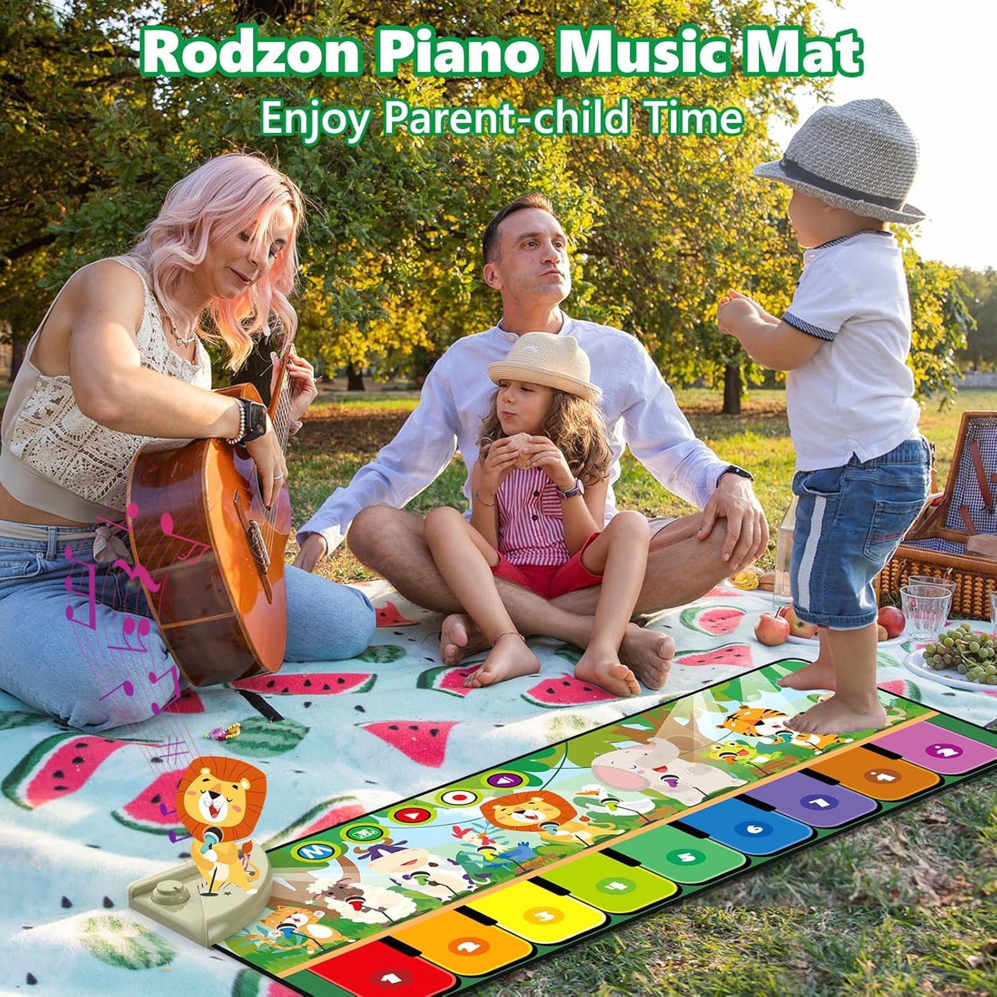 Rodzon 63301 Baby Spielzeug ab 1 Jahr, Musikmatte Kinder 19 Liedern 10 Tieren, Kinderspielzeug ab 1 2 3 Jahre Klaviermatte Geschenk Mädchen Junge Weihnachts Geburtstag