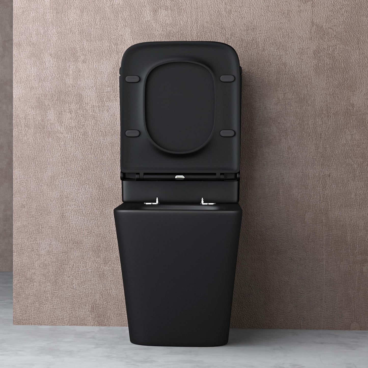 doporro Stand-WC mit Spülkasten komplett S112T schwarz matt inkl. Softclose Absenkautomatik 36x63x82cm Stand-Toilette schwarz matt spülrandlos