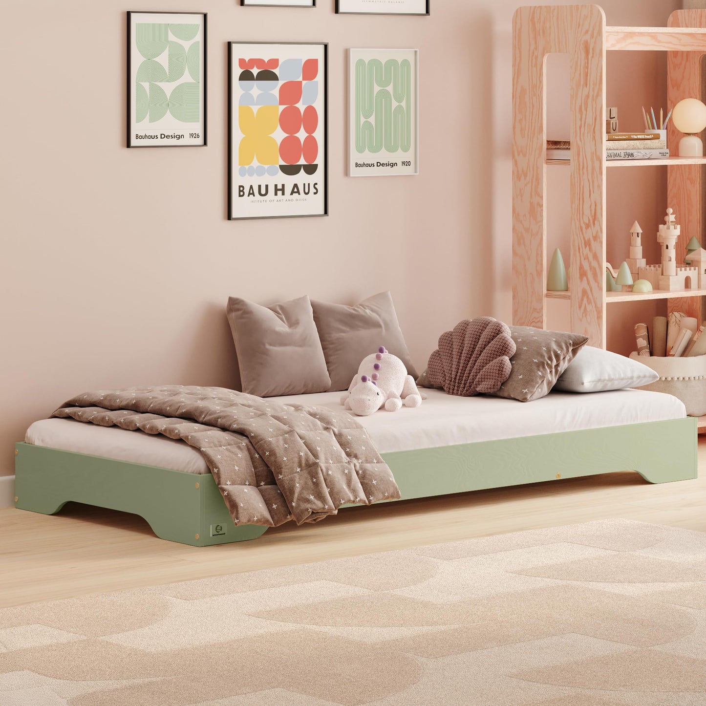 smartwood Kinderbett 90x190 Schwarz - Bodenbett aus Kiefernholz mit FSC-Zertifikat - Montessori Bett mit gebogenem Lattenrost bis zu 230 kg für Jungen und Mädchen - Einfache Montage - TILA 7