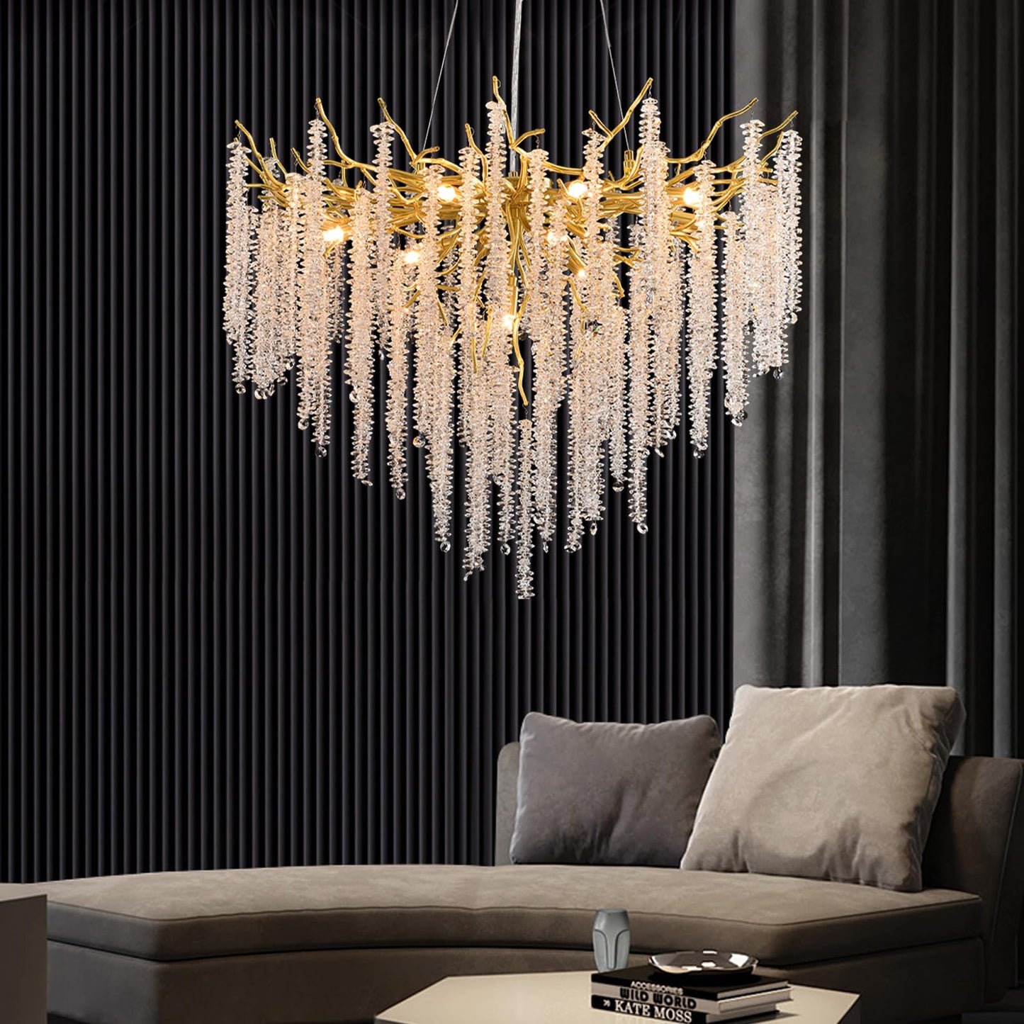 AHXIAOZN Modern Kronleuchter Kristall Leuchte,Luxus Kristall Pendelleuchte,Dimmbar Rund Kristall Hängeleuchte,für Esszimmer, Küche, Wohnzimmer, Schlafzimmer, Flur, Café,Bar(Gold,60cm)