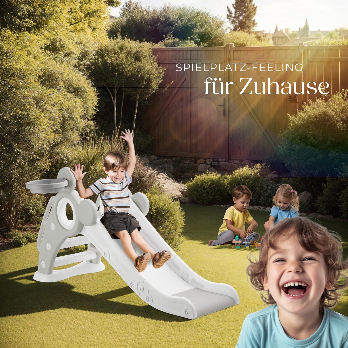 tectake® Rutsche mit Basketballkorb, Kinderrutsche, Baby Rutsche klappbar, für Kinder ab 2 Jahre, Spielgeräte zum Klettern und Bewegung Kinder Indoor und Outdoor Spielzeug, Indoor Spielplatz - pink