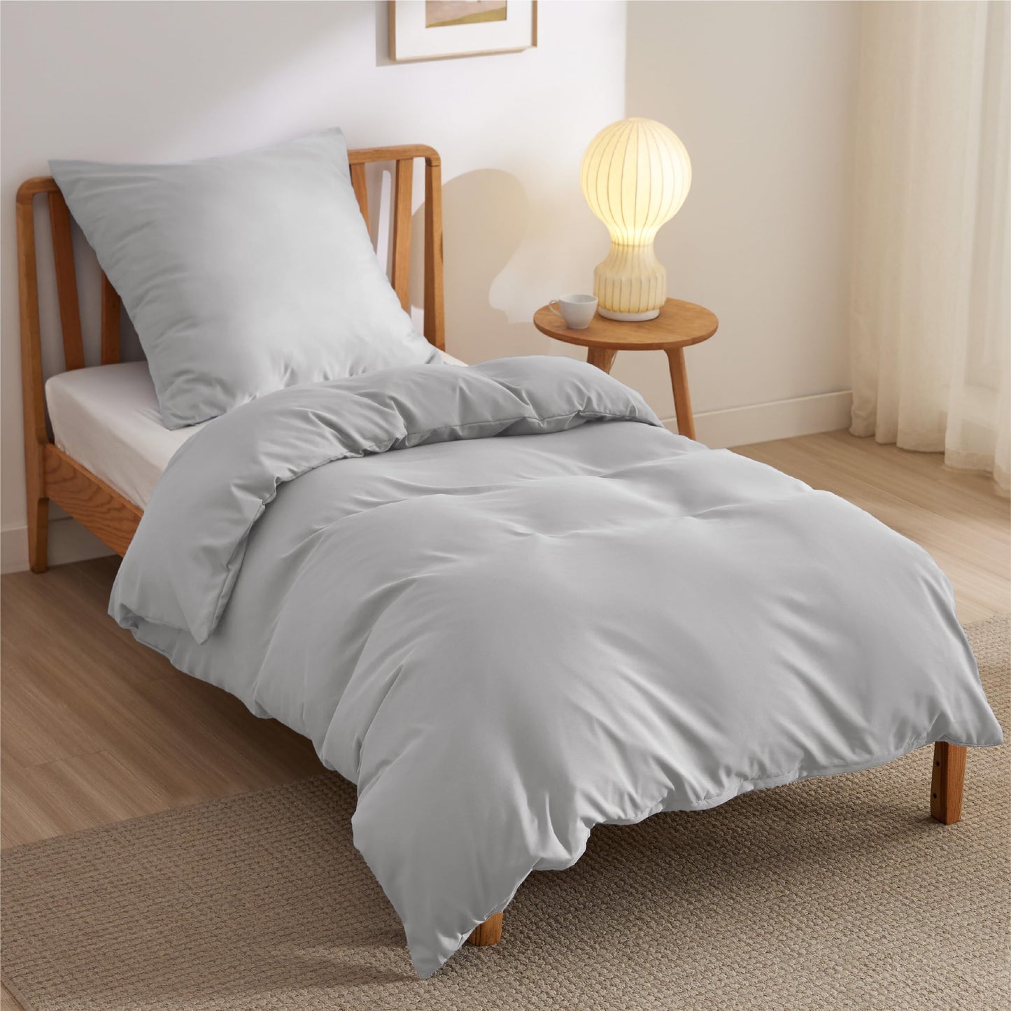 Bedsure Bed Linen 135 x 200 cm, 4-Piece Anthracite Bed Linen, 2 Duvet Covers 135 x 200 cm and 2 Pillowcases 80 x 80 cm, Oeko-Tex Bed Linen Sets, Polyester Microfibre with Zip