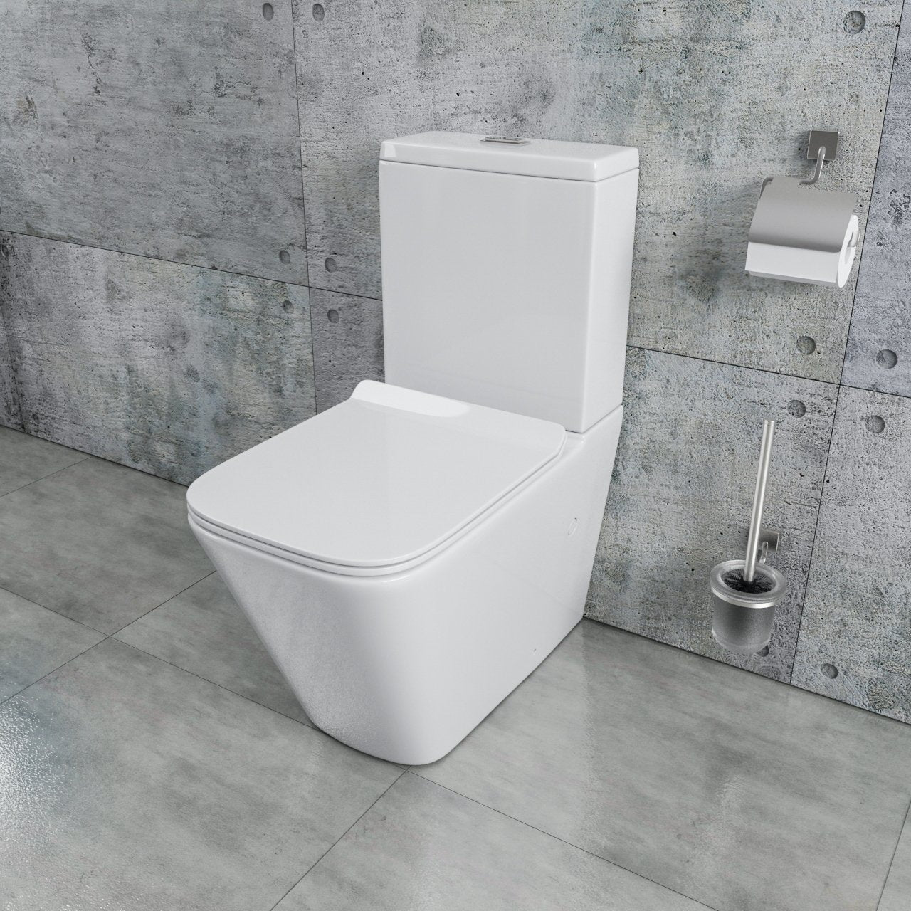 KERABAD Stand WC mit Spülkasten komplett Set, Spülrandlos, Abgang senkrecht und waagerecht, WC-Sitz aus Duroplast mit Absenkautomatik SoftClose-Funktion KB6003-U aus Keramik