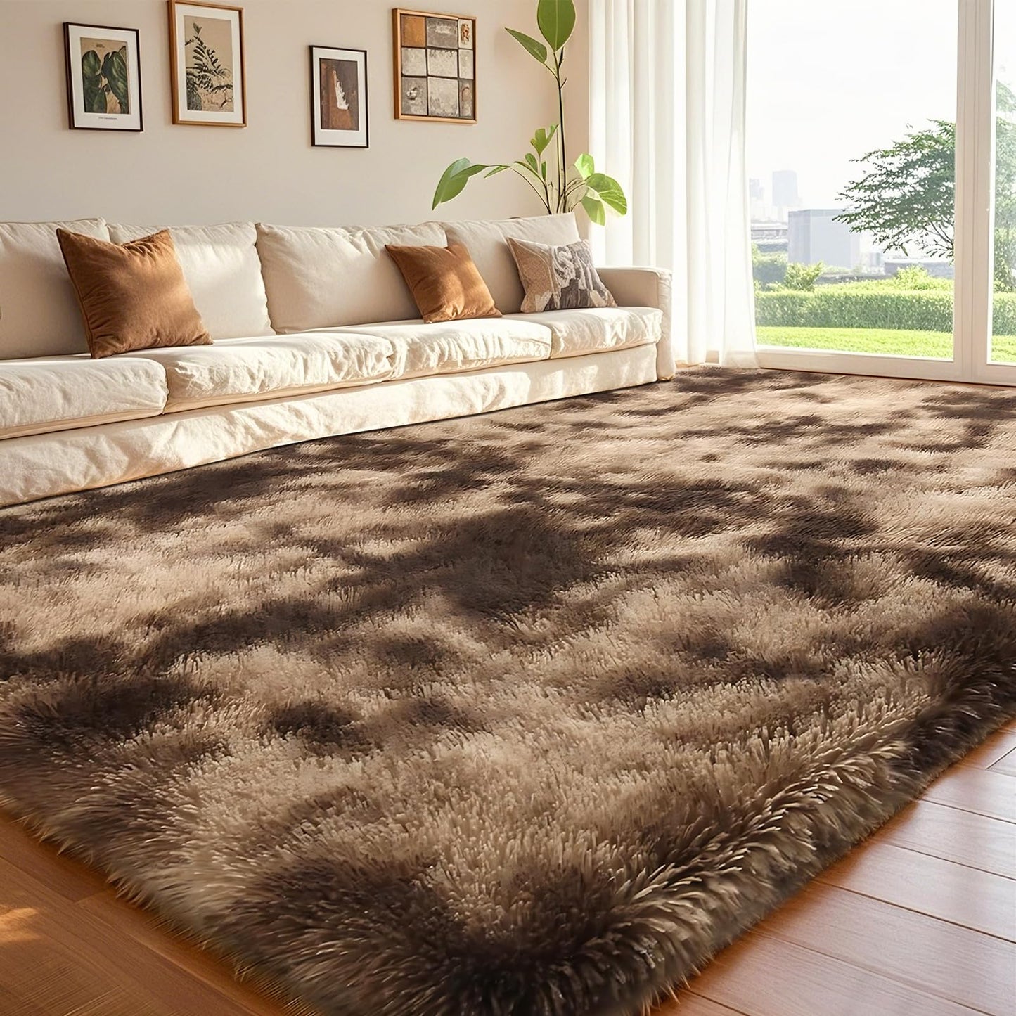 ZRSDIXKI Living Room Rugs 160 x 230 cm, Extra Large Shaggy Soft Rug, Fluffy Area Carpet, Modern Tie-dye Carpet, Washable Rugs for Home Decor, Bedroom, Dorm, Kids Room Lounge Office, Dark Grey