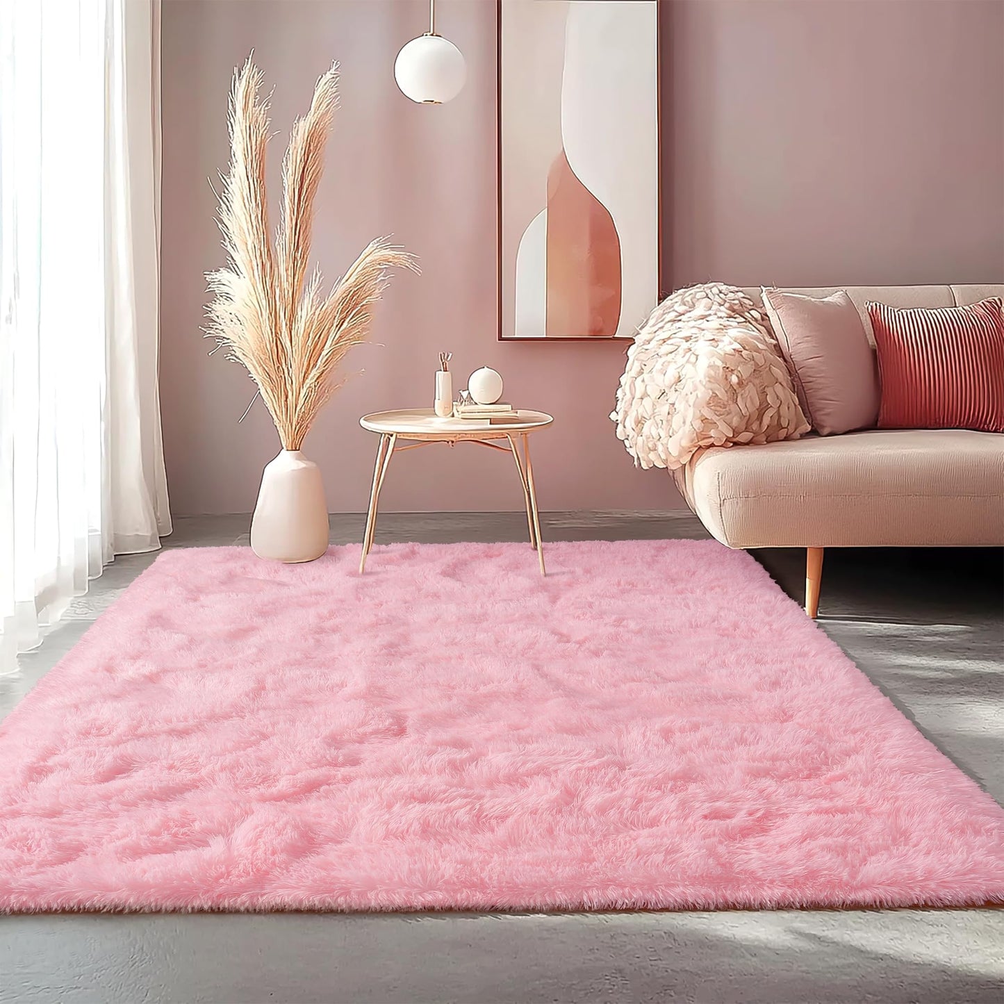 BSGIFT High Pile Rug, Grey, 160 x 230 cm, Shaggy Long Pile Fluffy Rug, Living Room, Modern Living Room Rug, Bed Rug, High-Pile Carpet, Non-Slip for Bedroom, Children's Room