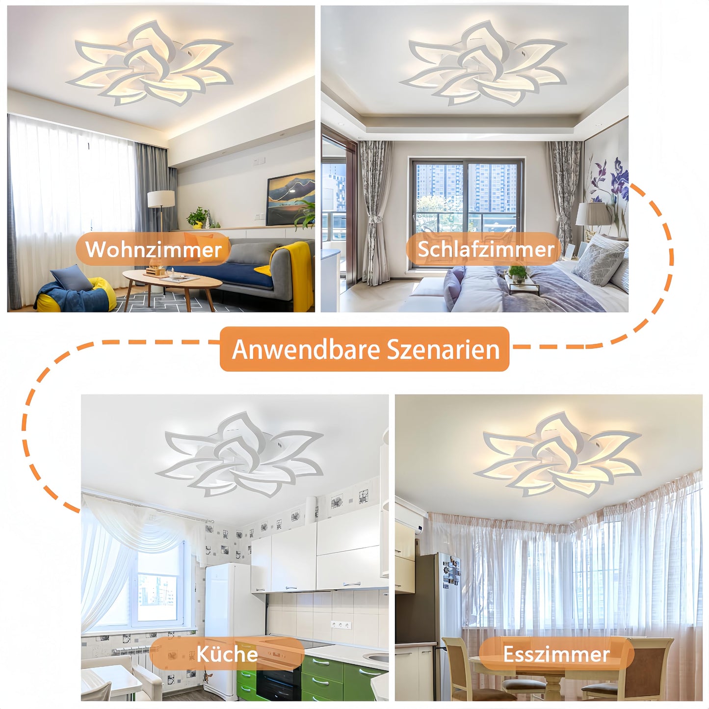 Tetipa LED Deckenleuchte Dimmbar, 80W-160W Wohnzimmerlampe mit Fernbedienung und APP, Schlafzimmer Deckenlampe moderne Deckenbeleuchtung Deckenbeleuchtung Kronleuchter Dimming Lampe Ceiling