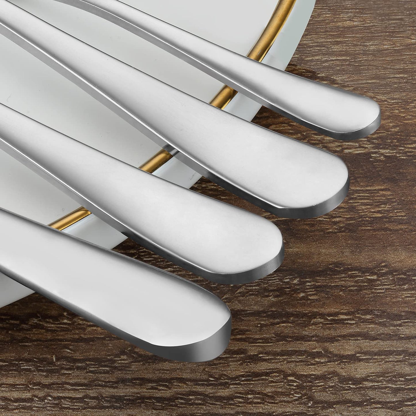 BEWOS Besteckset für 6 Personen, 30-teiliges Besteckset aus Edelstahl, Besteckset aus Silber, inklusive Messer, Gabeln und Löffel, hochglanzpoliert und spülmaschinenfest