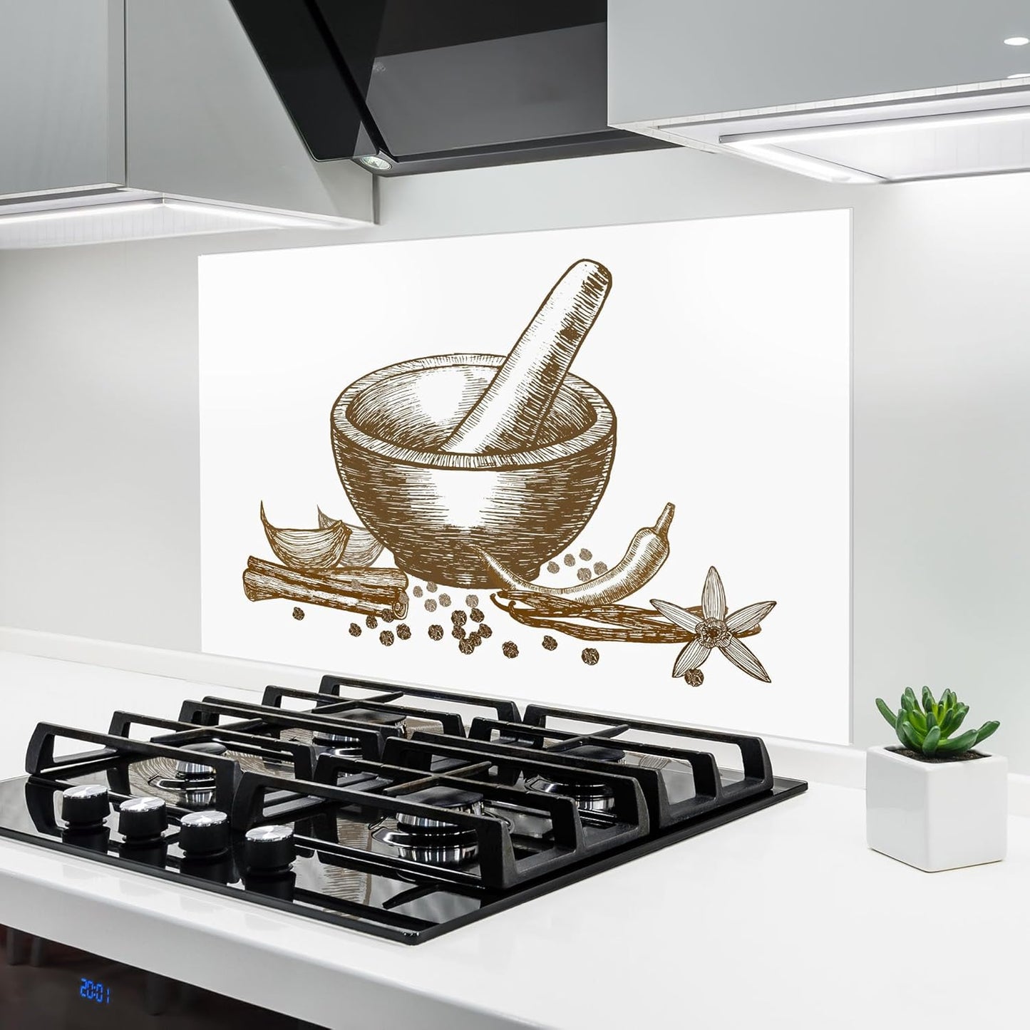 ARTHUB® Küchenrückwand aus Glas 50x70 cm, 5mm ESG | Spritzschutz, Glasplatte, Herdspritzschutz, Wandschutz für Herd, Hartglas, Lebensmittel, Gewürze, Heart Spice Powders