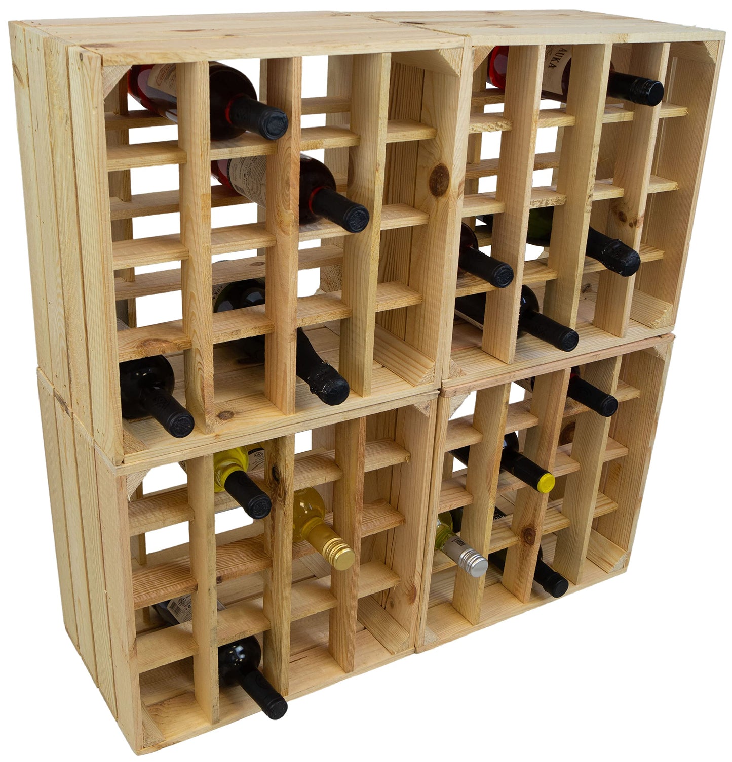Kistenkolli Altes Land Weinregal 16er weiß/Natur/geflammt Maße 40x40x27cm Regalkiste Flaschenablage Weinregal Apfelkiste/Weinkiste (Weinregal 16er weiß)