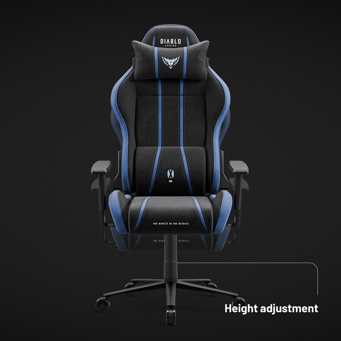 Diablo X-One 2.0 Gaming Stuhl Gamer Chair Bürostuhl Schreibtischstuhl Verstellbare Armlehnen Ergonomisches Design Nacken/-Lendenkissen Wippfunktion Aqua Blue Normal (L)