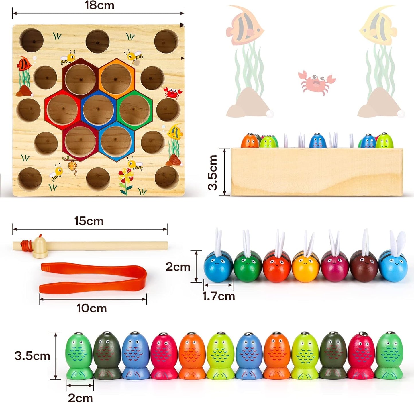 COOLJOY Spielzeug ab 2 Jahre Magnetisches Angelspiel Montessori 2 in 1 Magnetische Spielzeuge Holzspielzeug Geschenk für Junge und Mädchen Montessori Spielzeug ab 2 3 Jahre Autorisiertes Patent