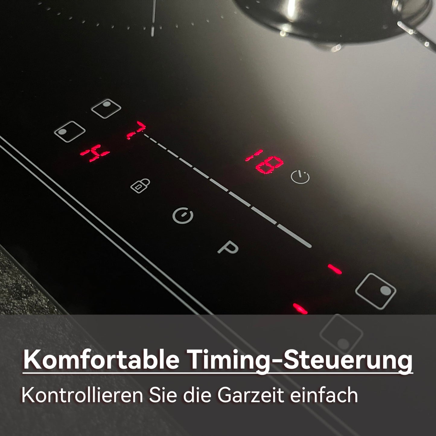 Hermitlux kochfeld 28,8cm, Glaskeramik Kochfeld 2 Platten, 9 Leistungsstufen, Touch-Steuerung, Timer, Kindersicherung, Geeignet für Alle Töpfe, 3300W