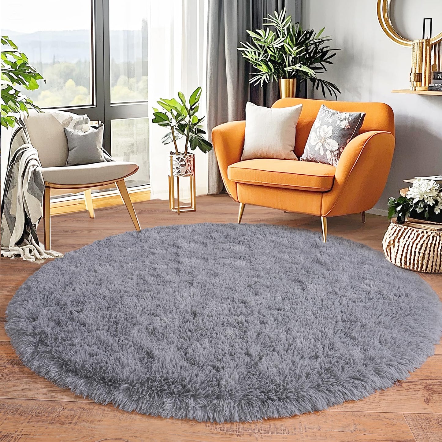 BSGIFT High Pile Rug, Grey, 160 x 230 cm, Shaggy Long Pile Fluffy Rug, Living Room, Modern Living Room Rug, Bed Rug, High-Pile Carpet, Non-Slip for Bedroom, Children's Room