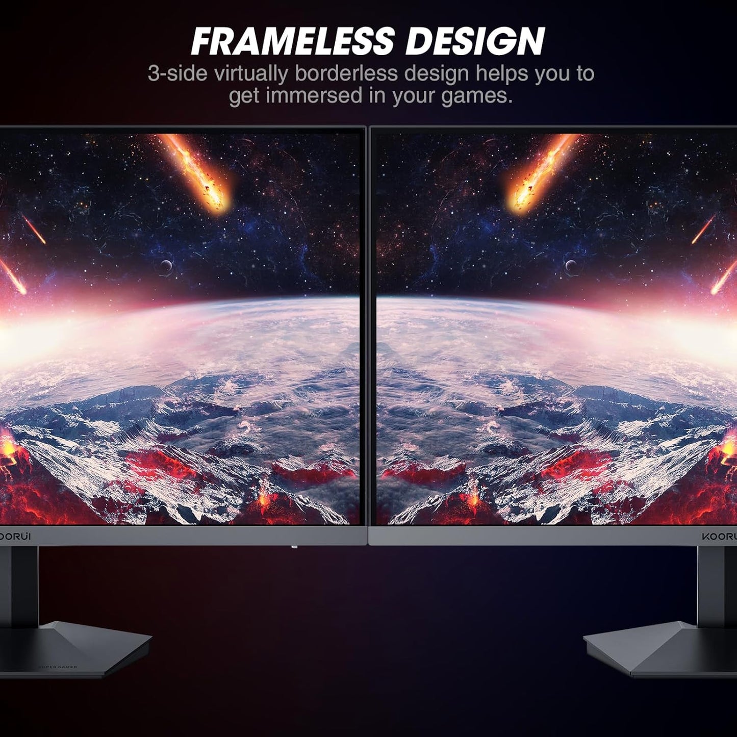 KOORUI Gaming Monitor 27 Zoll, Full HD Rahmenlos Bildschirm 165Hz Adaptive Sync (1ms, VA-Panel, Eye-Care, 1920 x 1080, 2xHDMI 2.0, & DisplayPort 1.4, VESA 75x75mm, DCI-P3 90%)
